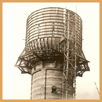 The Brainerd, MN water tower during construction.
